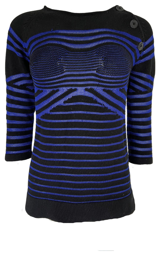 Cyber Baba Optical Stripe Sailor Sweater Jean Paul Gaultier