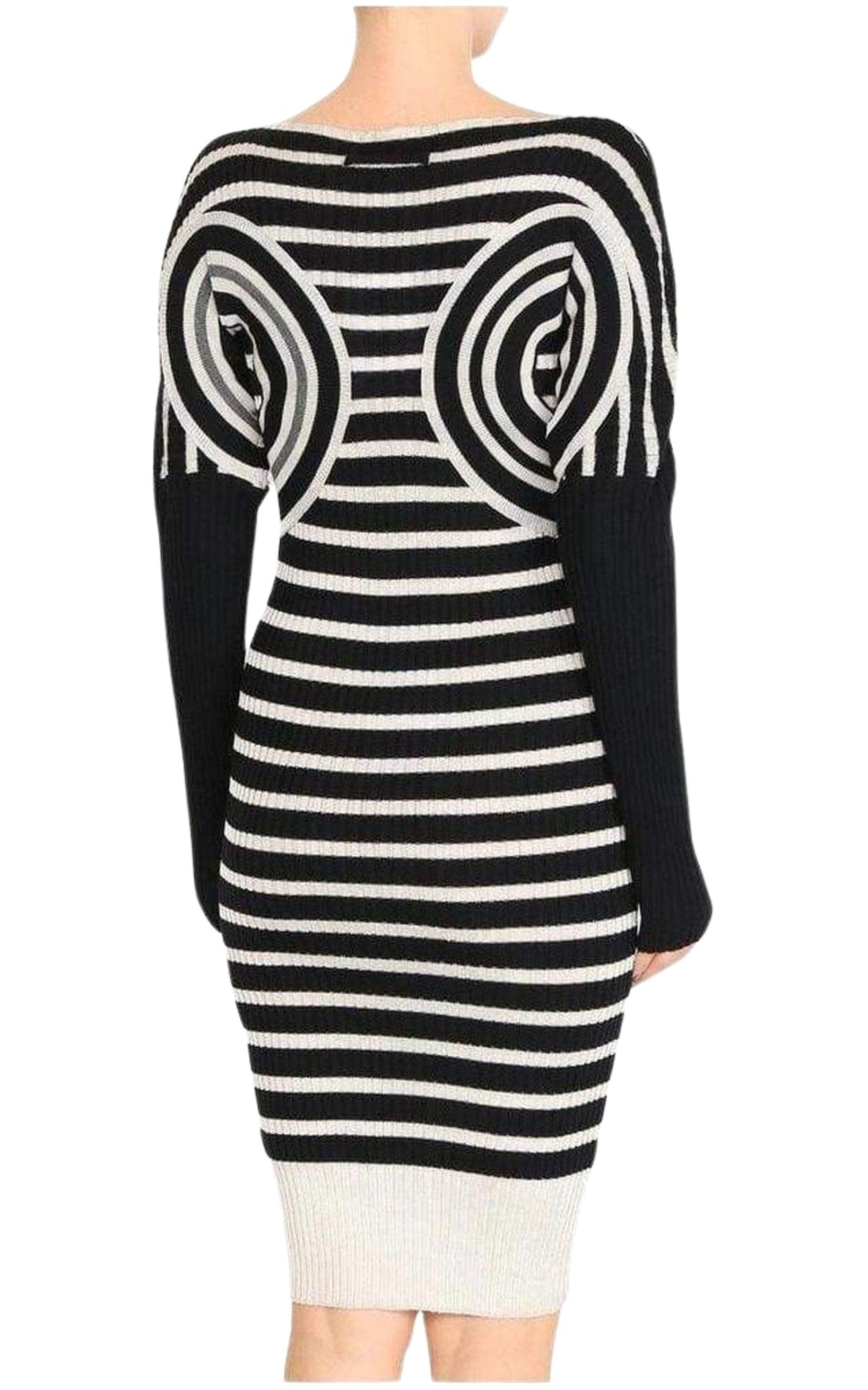 Mixed Wool Striped Optical Illusion Dress Jean Paul Gaultier