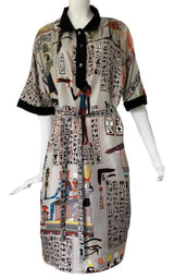 Oversized Egyptian Print Silk dress Jean Paul Gaultier