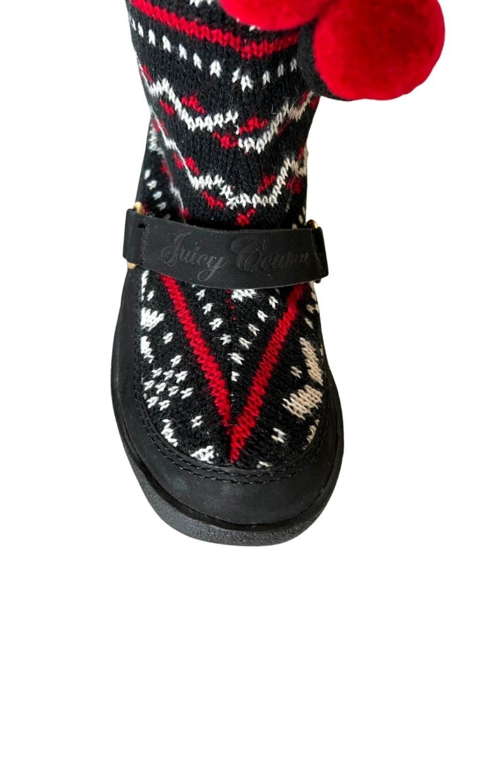 Red Black White Tall Snow Boots Juicy Couture