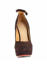 Brown Suede High Wedge Shoes L.A.M.B.