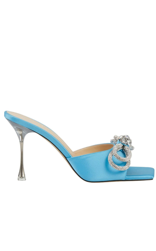 Blue Double Bow Square Toe Mules MACH & MACH