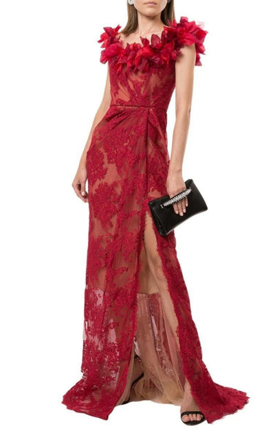 Floral Lace Off-The-Shoulder Gown Marchesa Notte