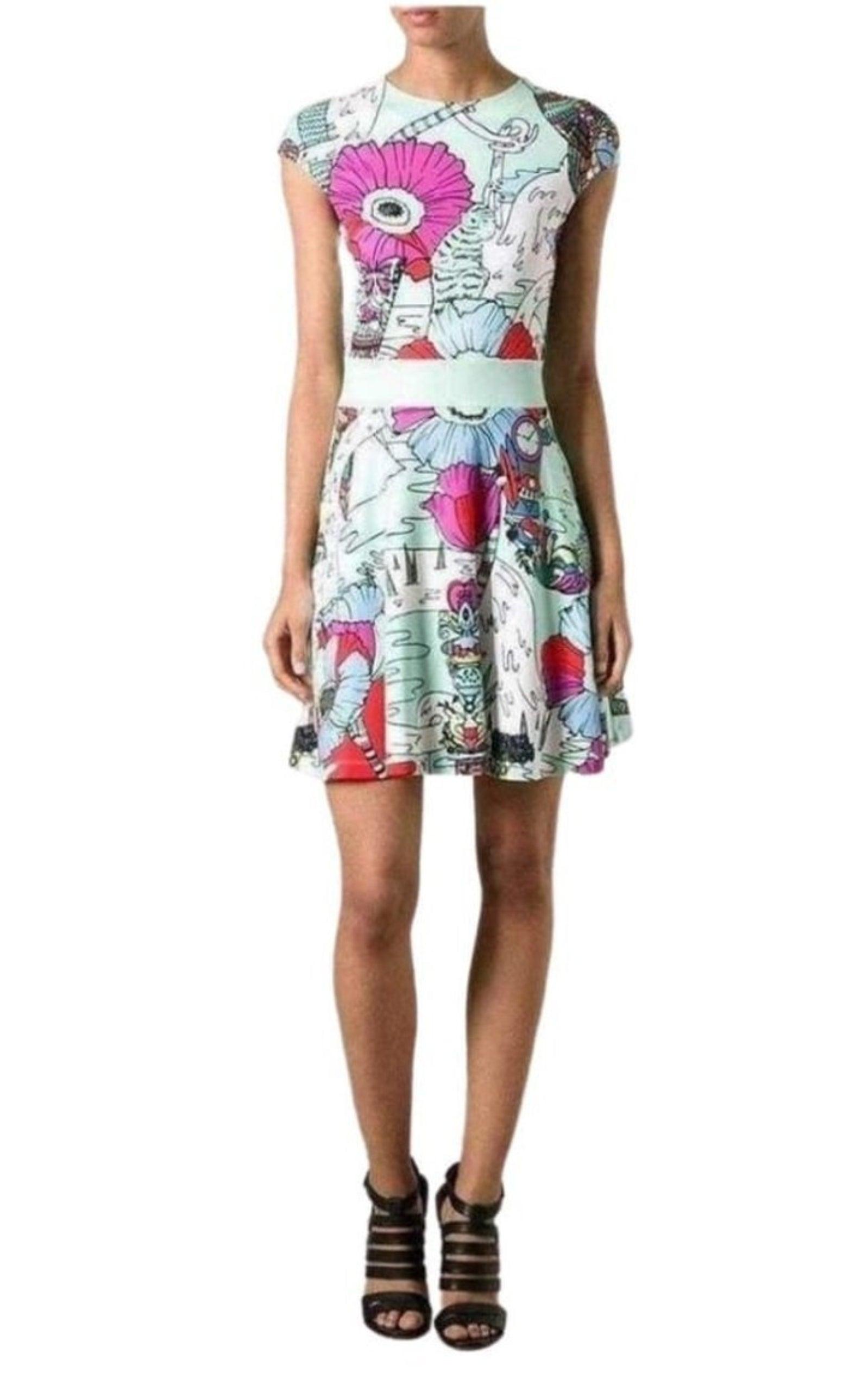 Poppies Print Mint Dress Mary Katrantzou