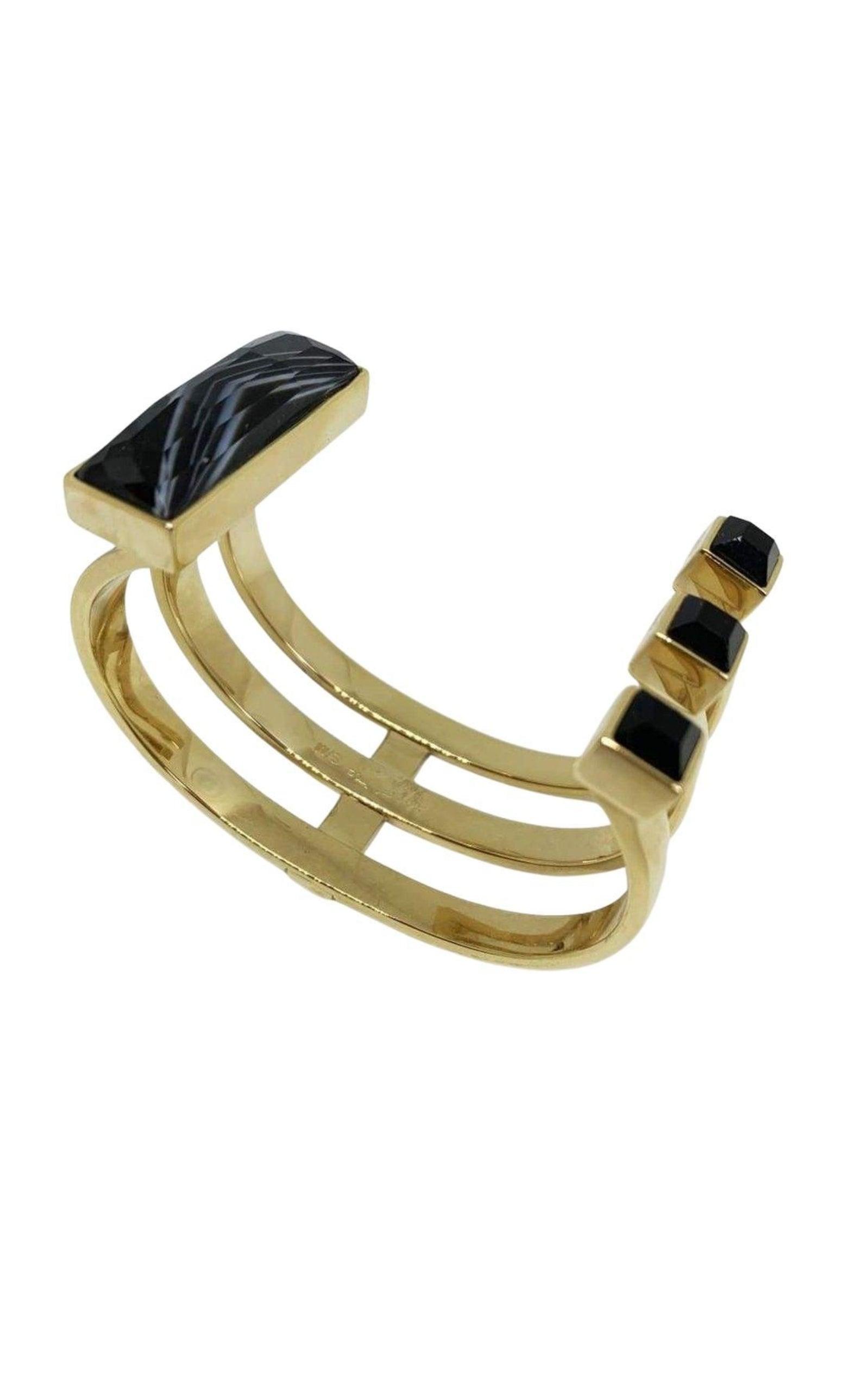 Gold Fay Black Onyx Semiprecious Baguette Bracelet May Moma