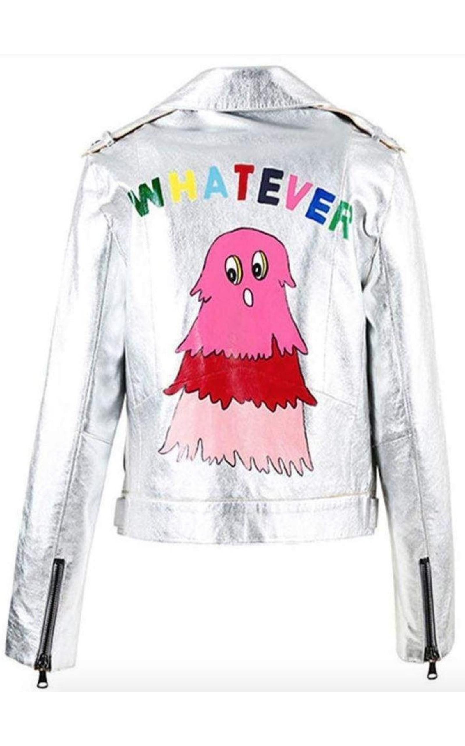 Hand-Painted Metallic Leather Jacket Mira Mikati