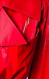 Belted Glossy Red Trench Coat Mugler