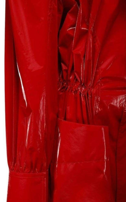 Belted Glossy Red Trench Coat Mugler