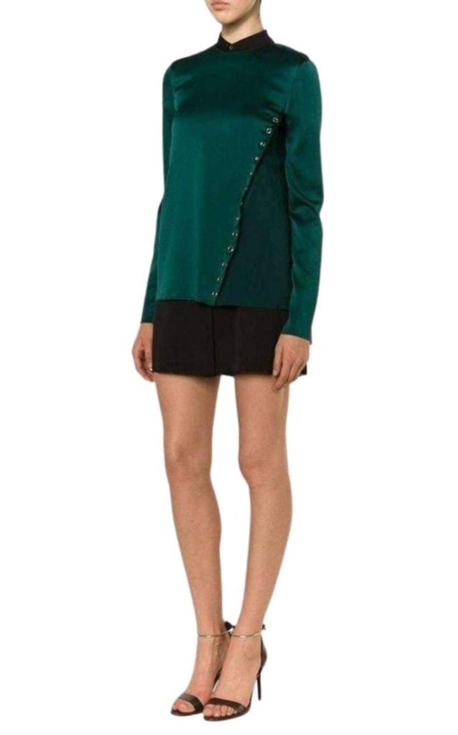 Forest Green Eyelet Detail Blouse Mugler