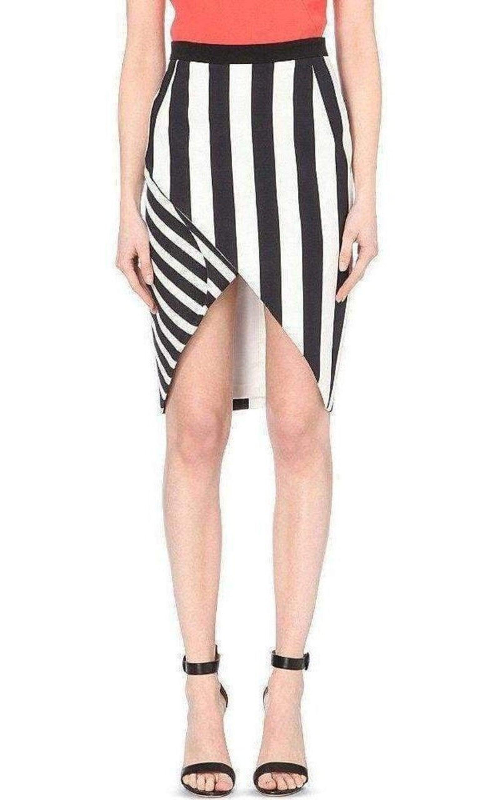 Striped Stretch Crepe Skirt Mugler