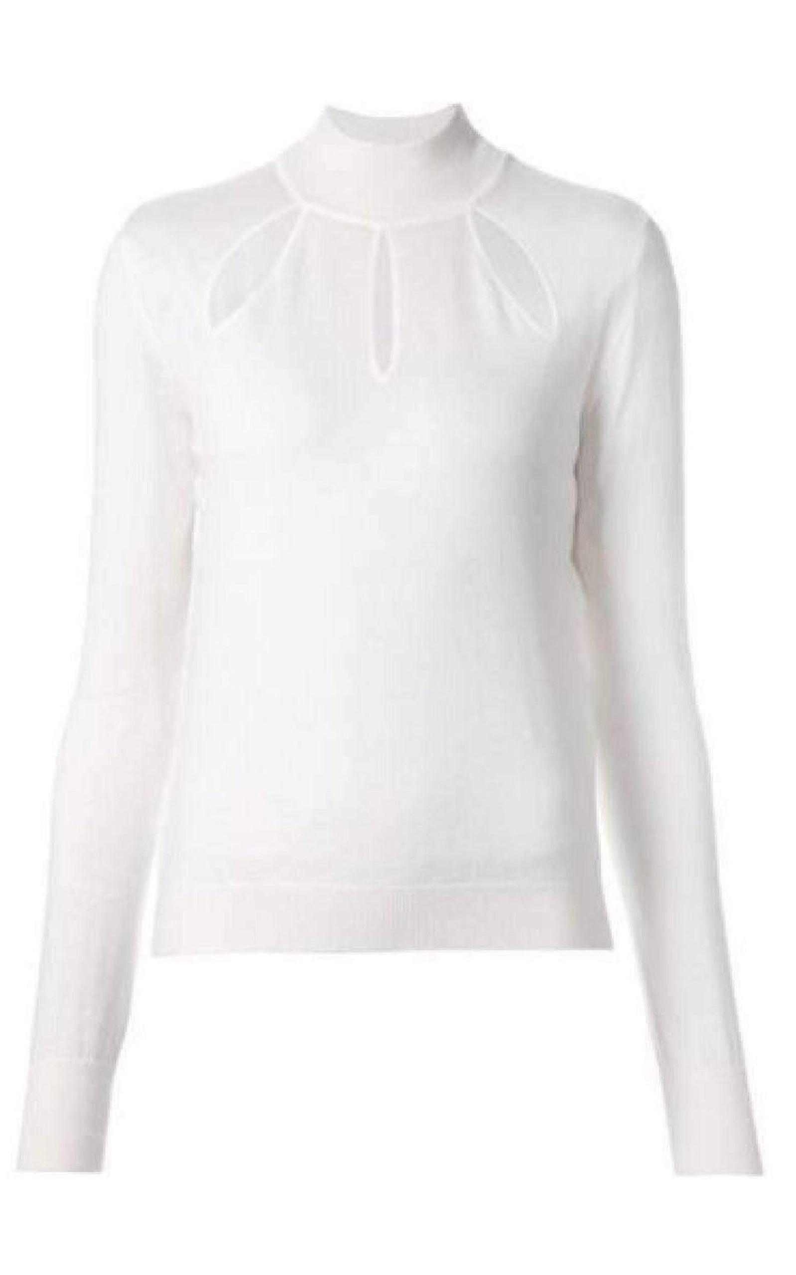 White Extra Fine Wool Cutout Detail Sweater Mugler