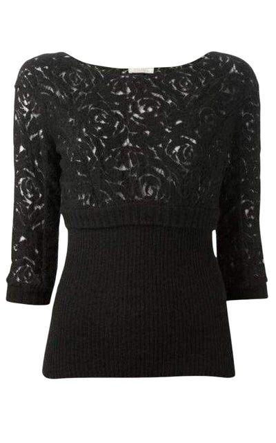 Black Wool Blend Lace Sweater Nina Ricci