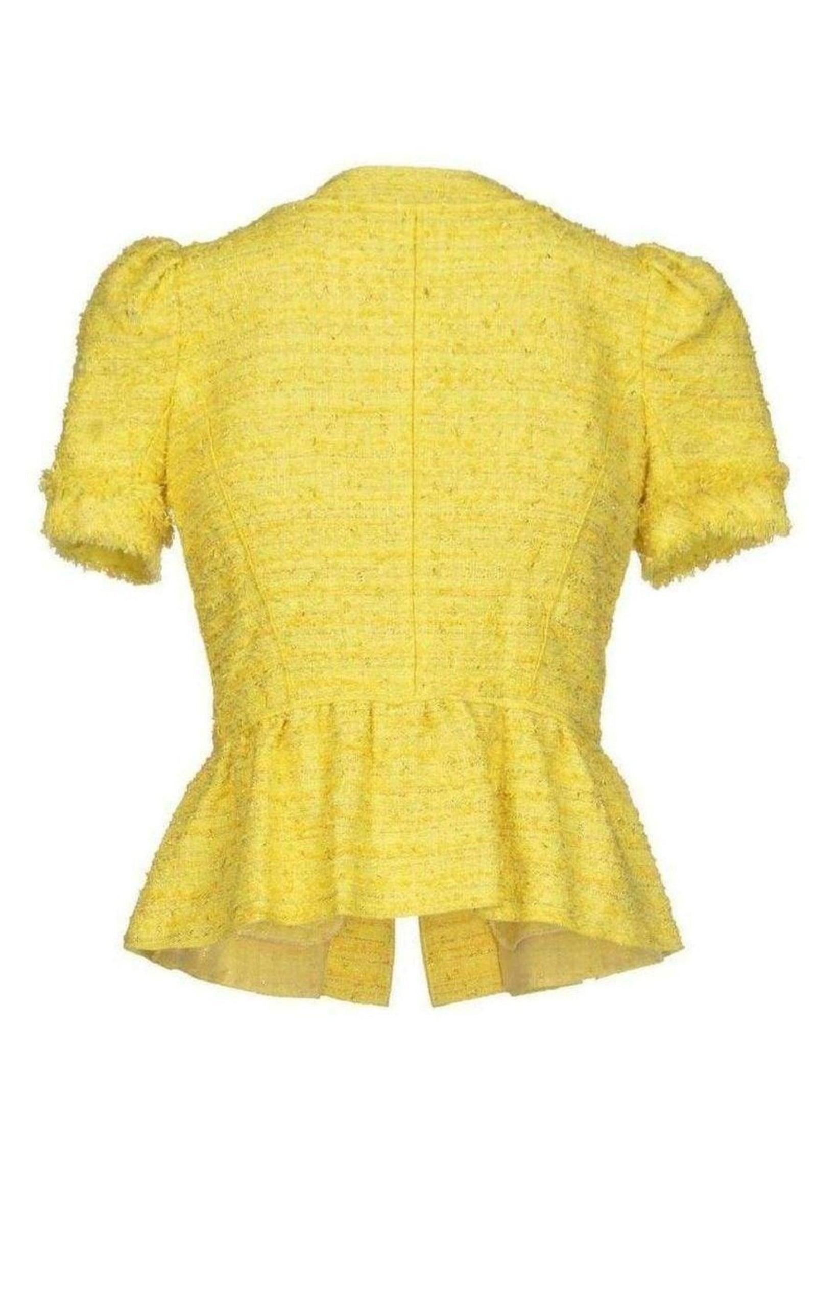 Yellow Tweed Cropped Blazer Jacket Nina Ricci