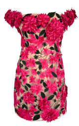 Dahlia Floral-appliqué Mini Dress Oscar de la Renta