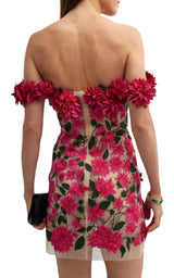 Dahlia Floral-appliqué Mini Dress Oscar de la Renta