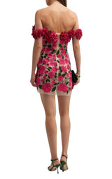 Dahlia Floral-appliqué Mini Dress Oscar de la Renta