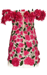 Dahlia Floral-appliqué Mini Dress Oscar de la Renta