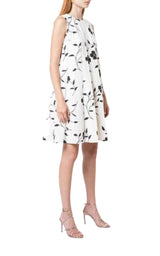 Pleated Floral-print Grain De Poudre Dress Oscar de la Renta