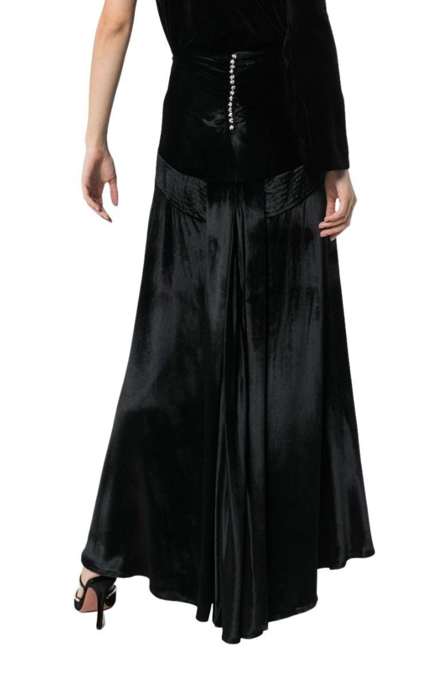 Crystal Detail Flared Maxi Skirt Paco Rabanne