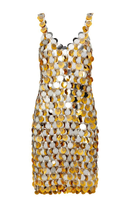 Oversized Paliette-Embellished Mini Dress Paco Rabanne