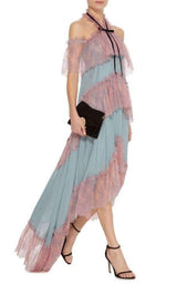 Off the Shoulder Tiered Silk Dress Philosophy Di Lorenzo Serafini