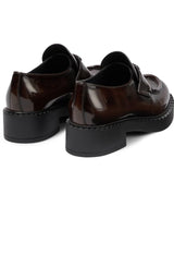 Logo Leather Loafers Prada