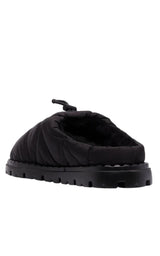 Re-Nylon Shearling-lined Mules Prada