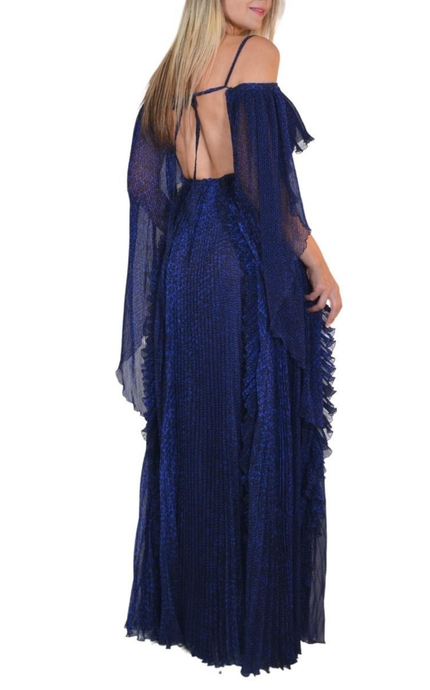 Blue Silk Ball Cape Gown Ralph & Russo