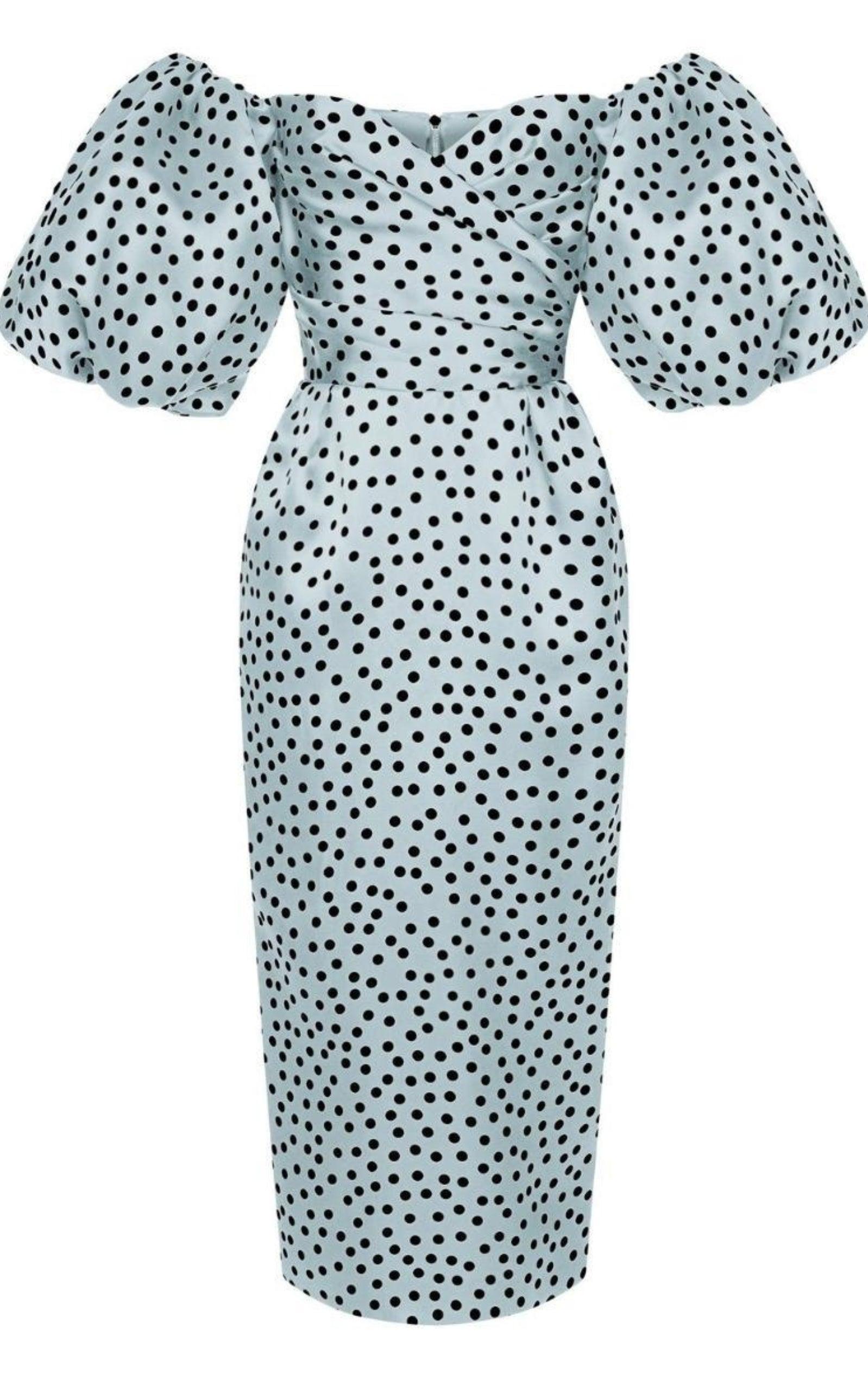 Polka-Dot Silk Organza Off-The-Shoulder Midi Dress Rasario