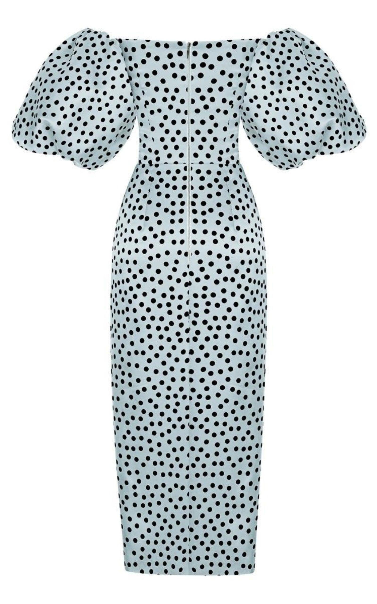 Polka-Dot Silk Organza Off-The-Shoulder Midi Dress Rasario