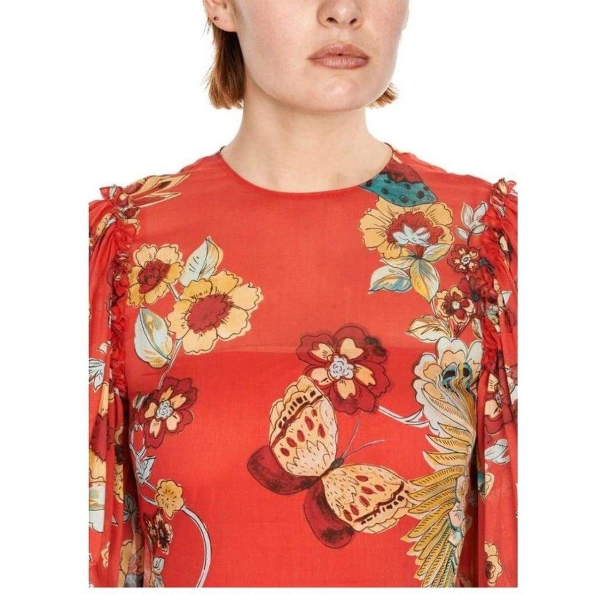 Bird of Paradise-Print Silk Blend Dress Red Valentino