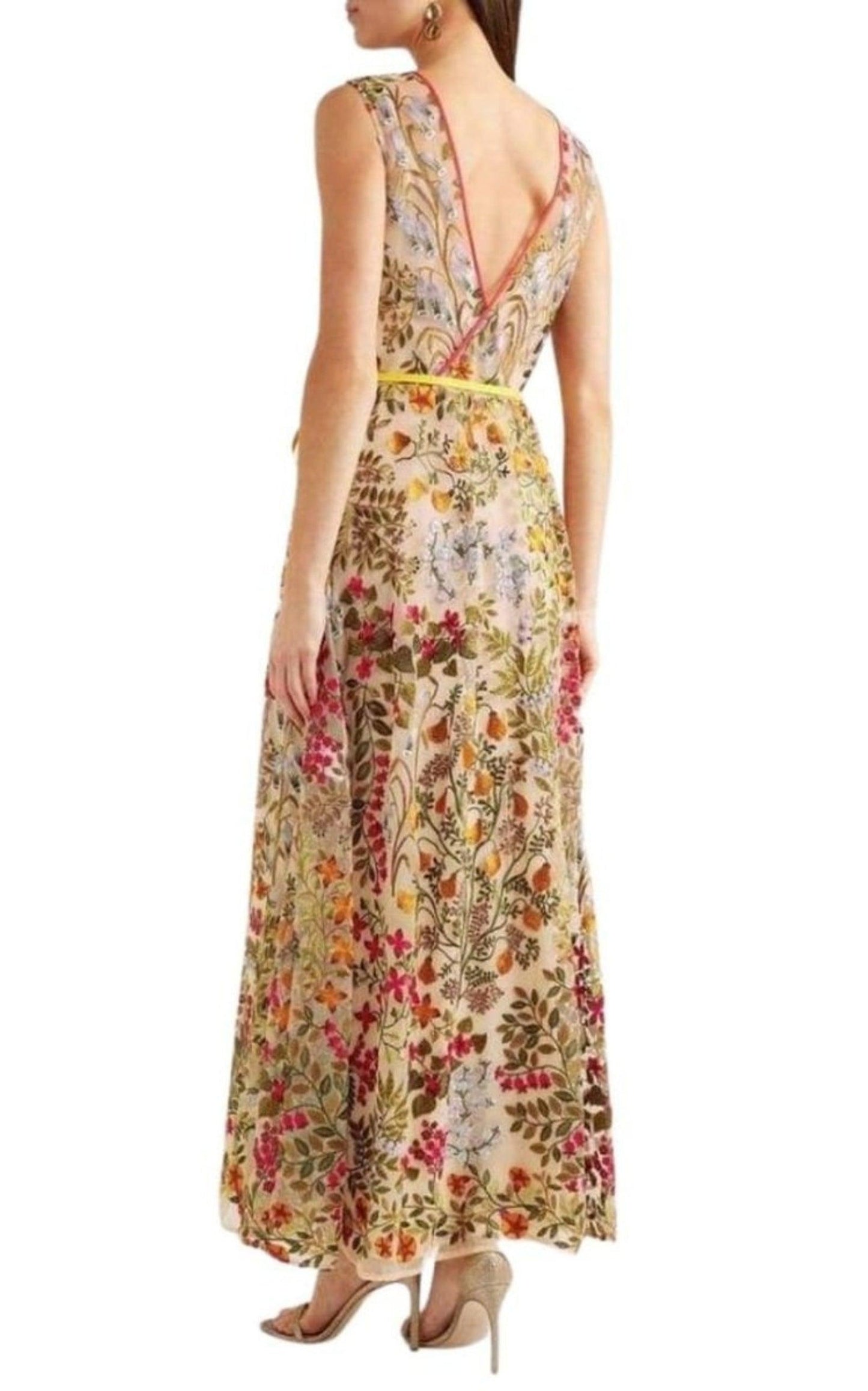 Embroidered Tulle Maxi Dress Red Valentino