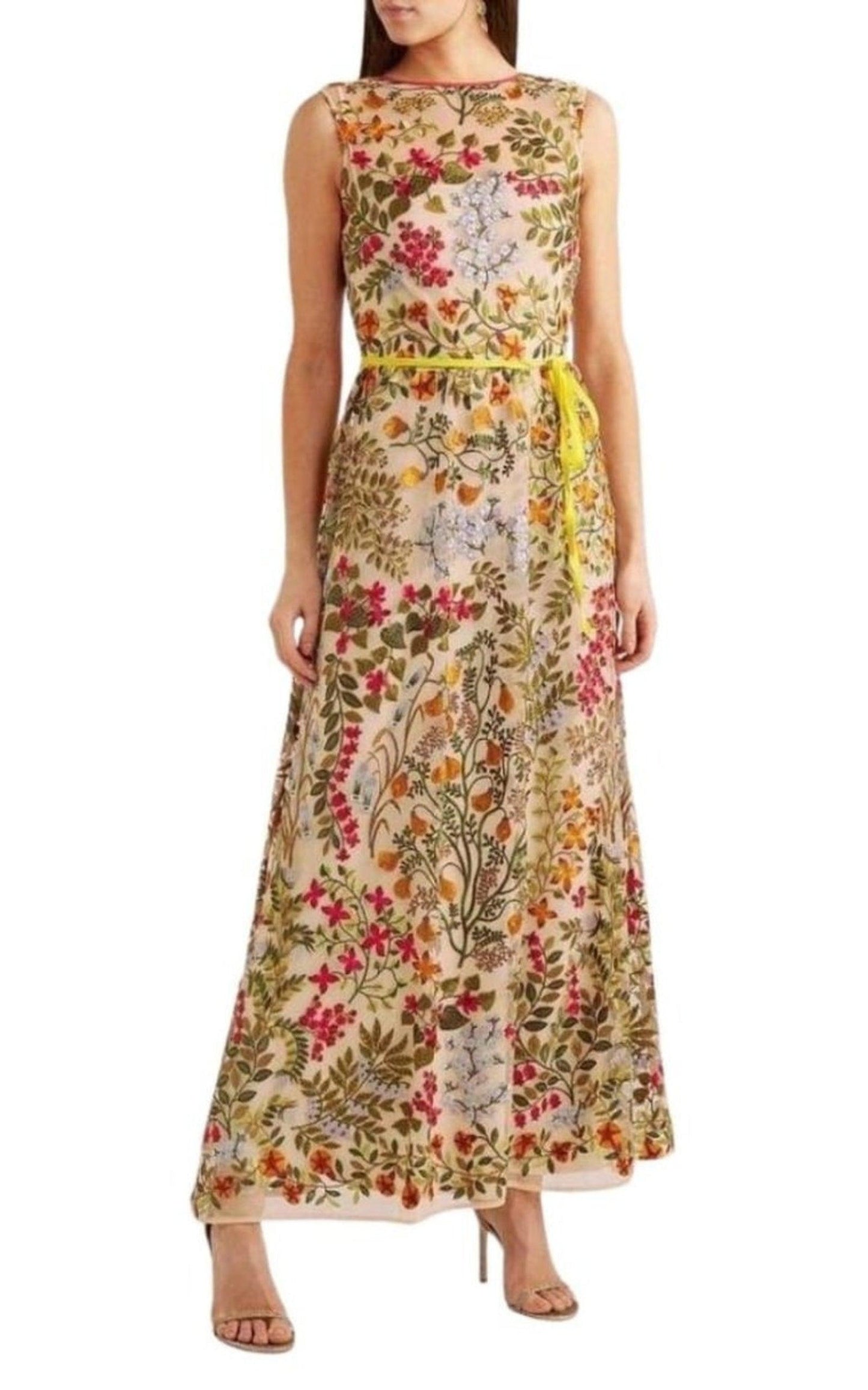 Embroidered Tulle Maxi Dress Red Valentino