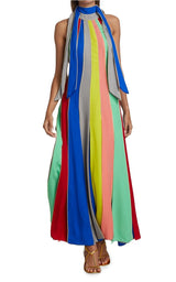 Silk Striped Halter Neck Grown Rosie Assoulin