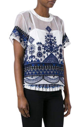 Tribal Lace Organza Top Sacai