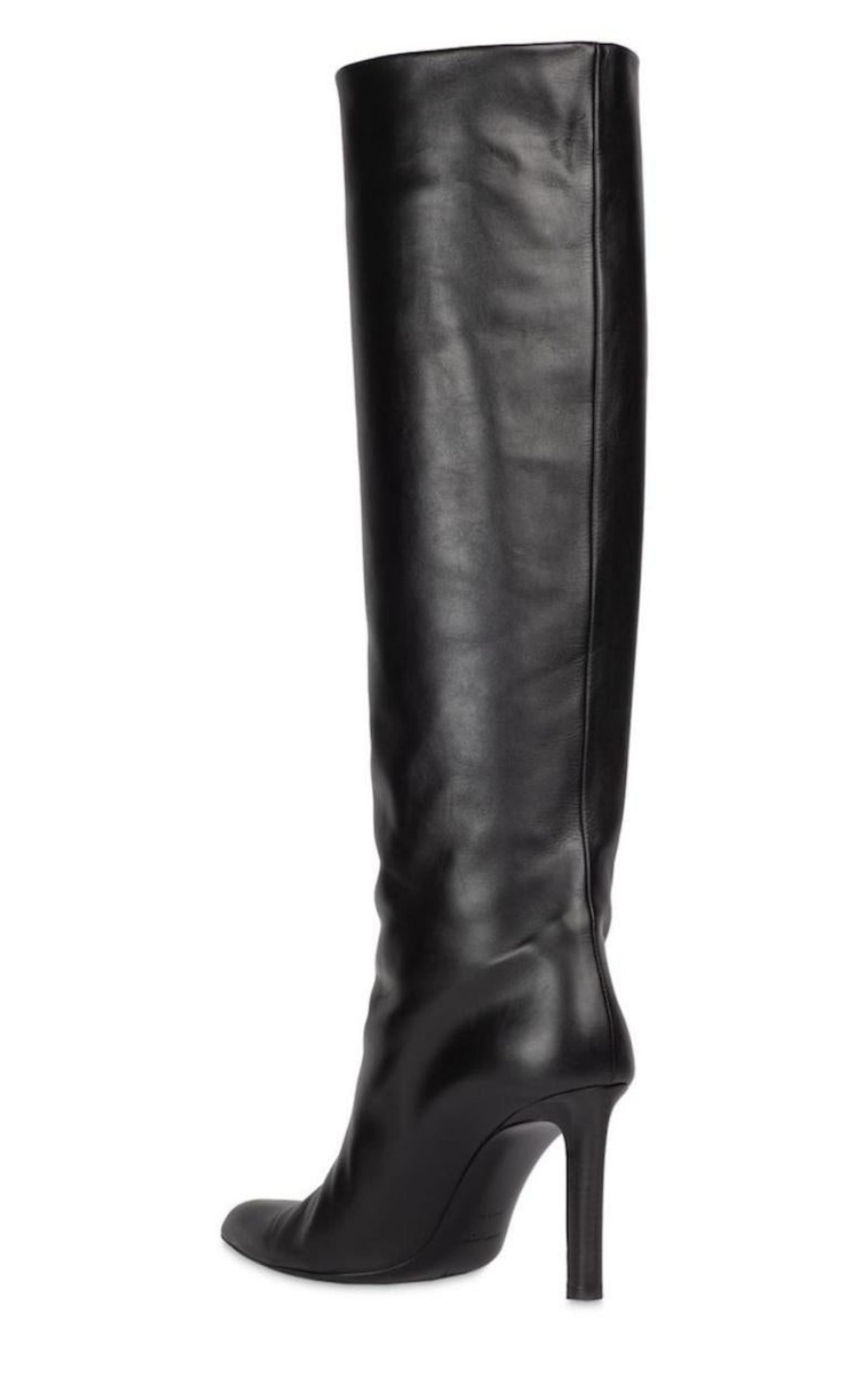 Kid Knee High Leather Boots Saint Laurent