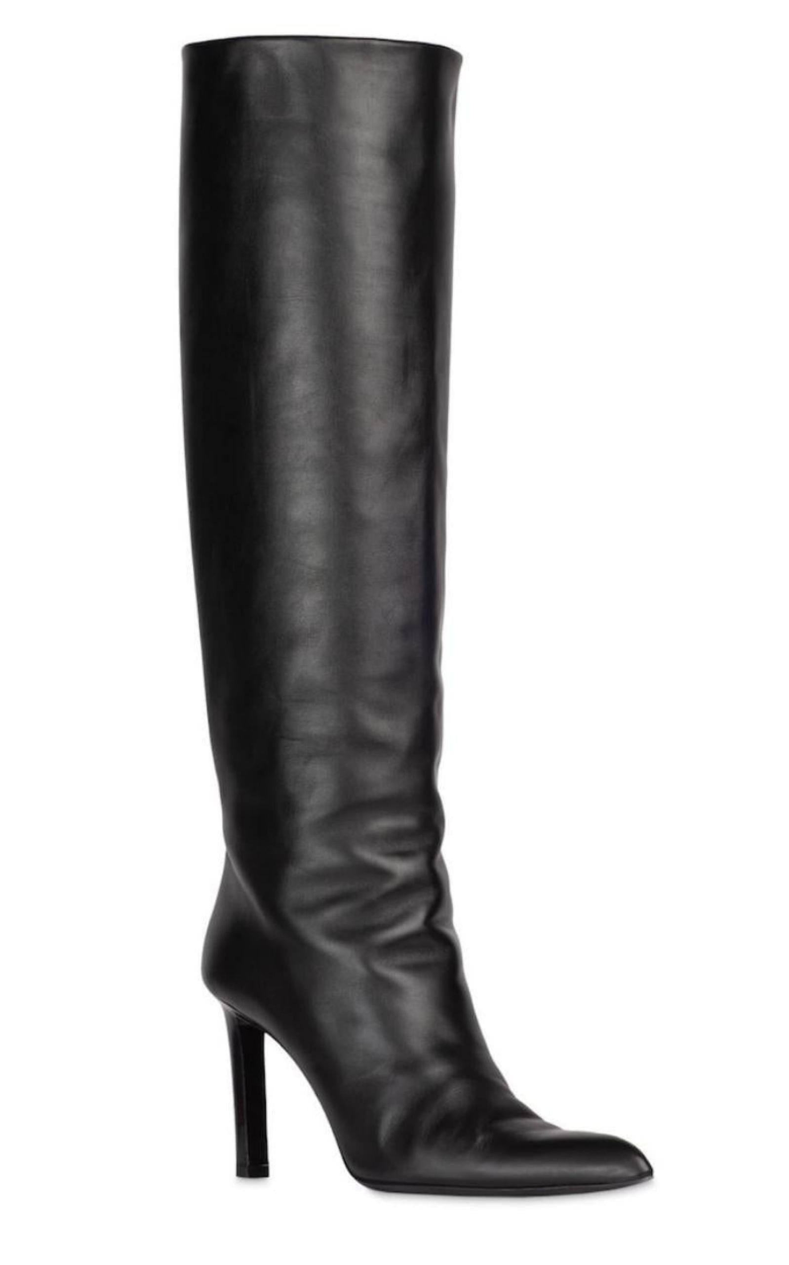 Kid Knee High Leather Boots Saint Laurent