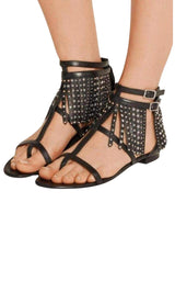 Leather Fringe Sandals Saint Laurent