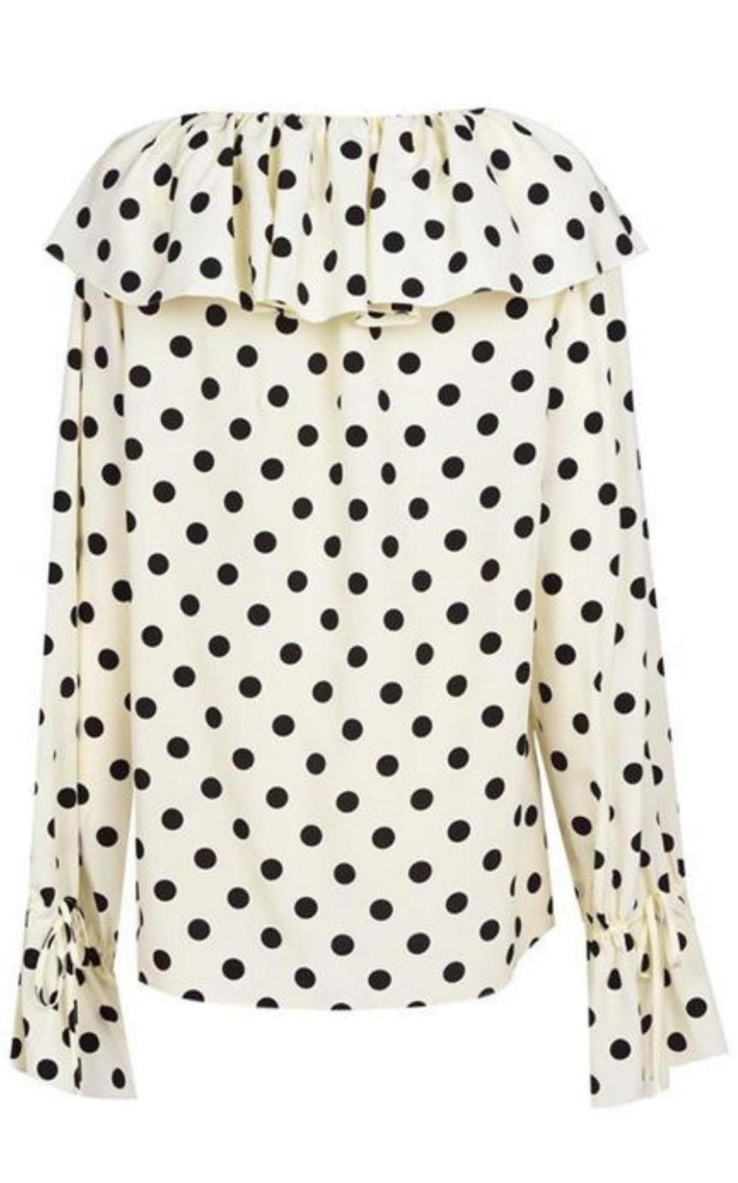 Ruffle-collar Polka-dot Print Silk Blouse Saint Laurent