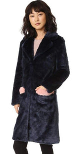 Claude Faux Fur Blue Pink Coat Shrimps