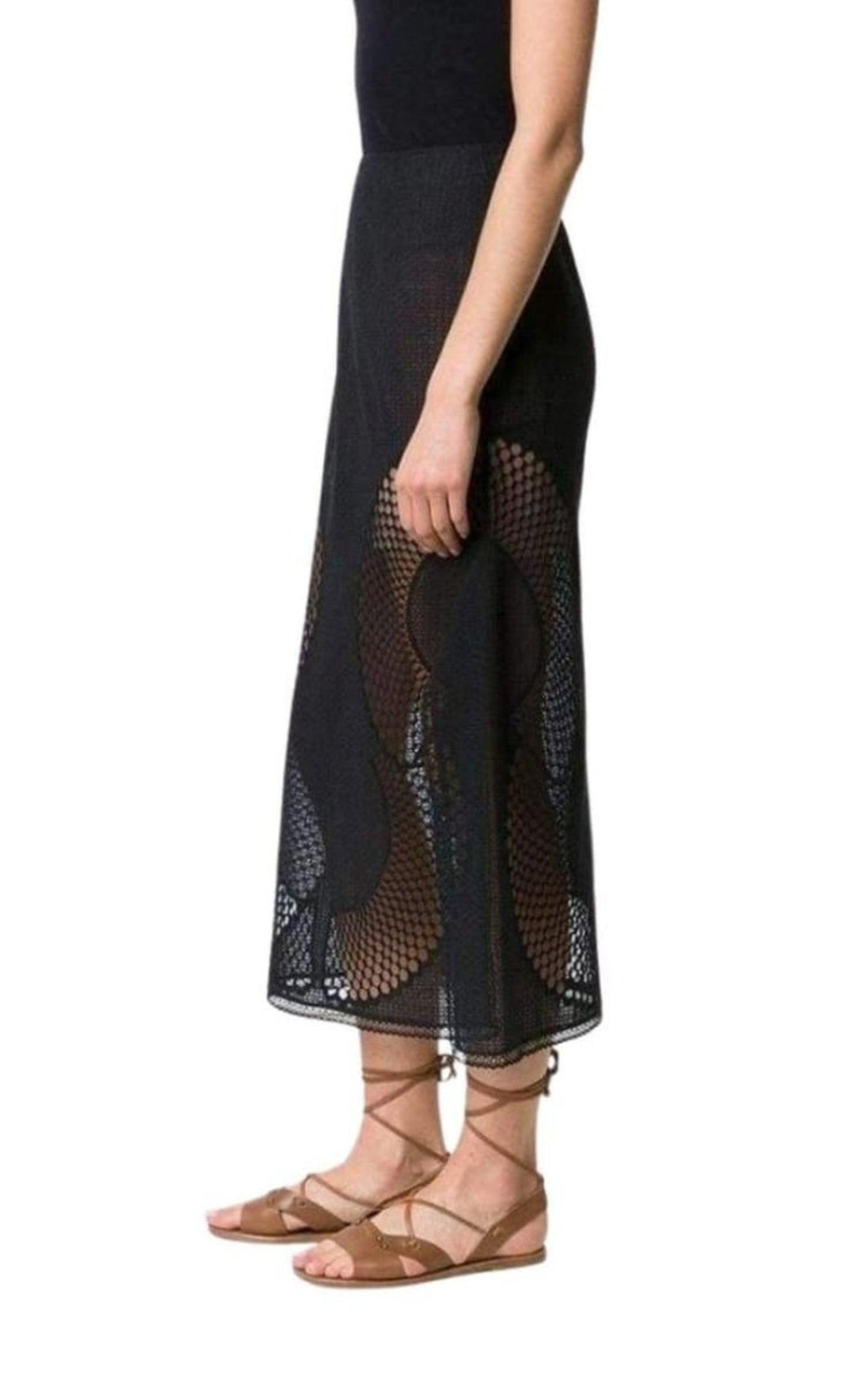 Perforated A-Line Black Skirt Stella McCartney