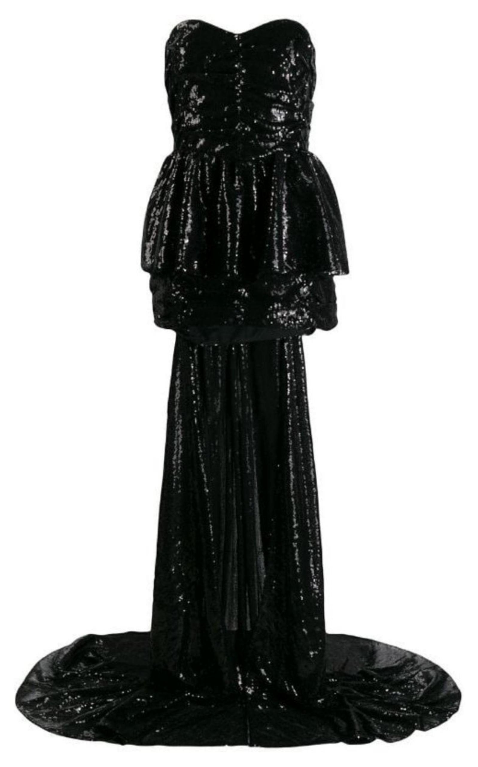 Black Sequinned Gown With Cape The Attico