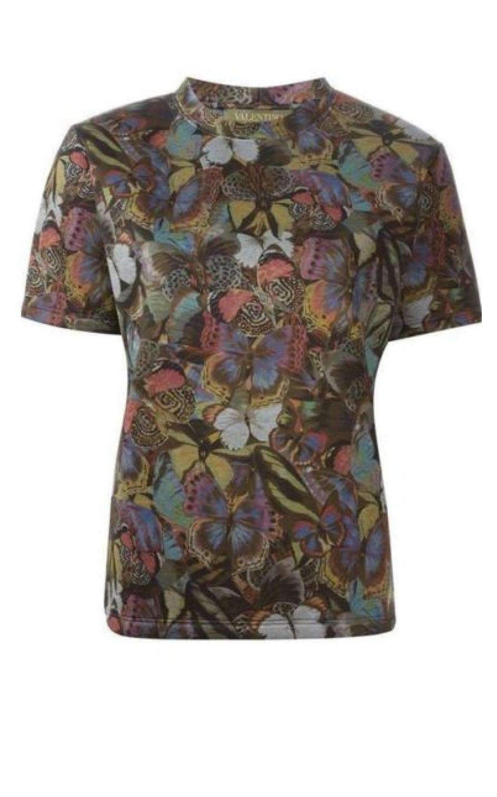 Cotton Butterfly Print T-Shirt Valentino