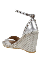 Valentino Garavani Rockstud Metallic Wedge Sandals - Runway Catalog