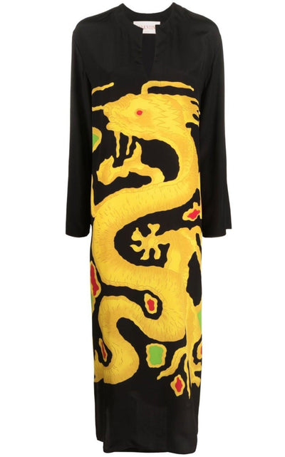 Graphic Print Silk Maxi Dress Valentino