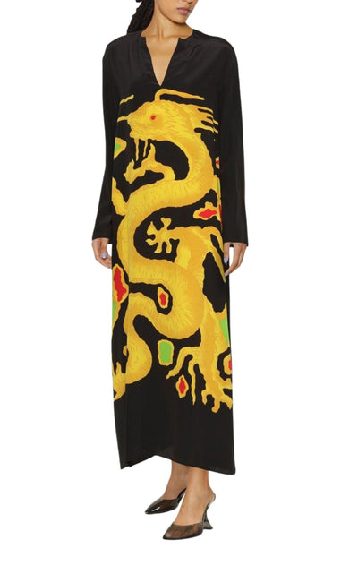 Graphic Print Silk Maxi Dress Valentino