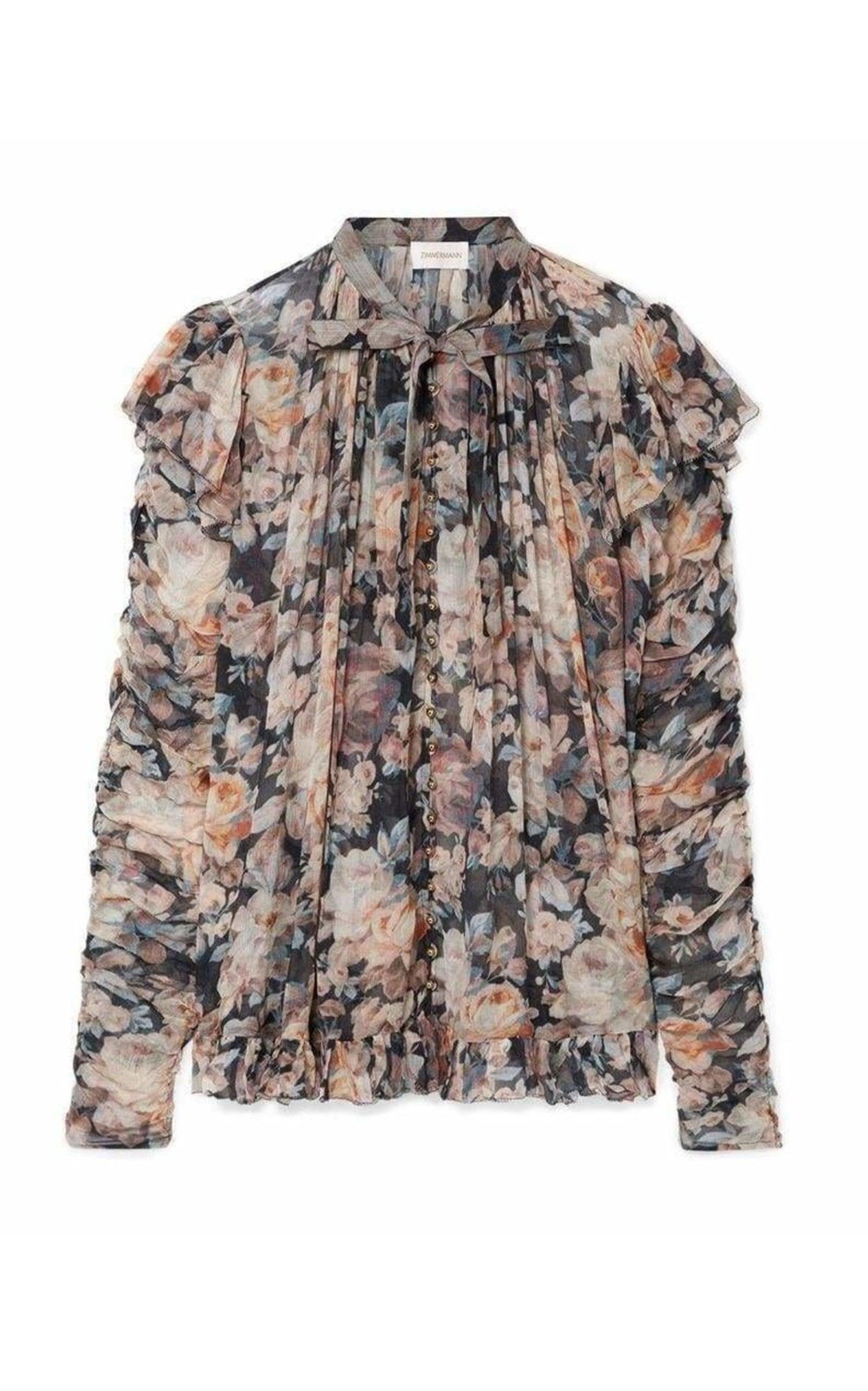 Tempest Frolic Ruffled Floral Print Silk Blouse Zimmermann